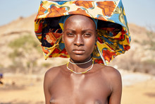 Young Mucubal Woman With Her Traditional Headscarf, Mucubal Tribe, Tchitundo Hulo, Virei, Angola