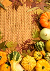 background with coloured decorative gourds