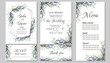 set of invitation  cards, rsvp, menu