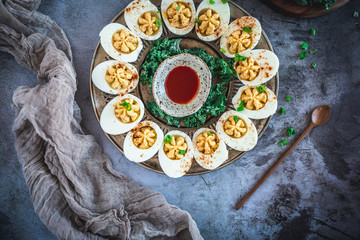 Wall Mural - Deviled Eggs with Dipping Sauce