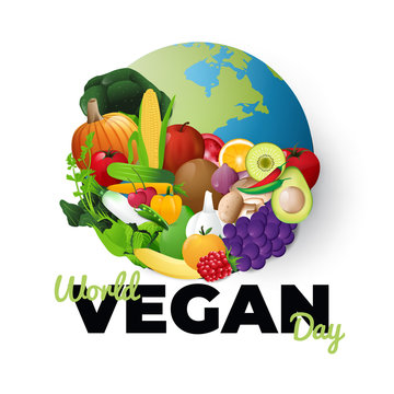 vector illustration of world vegetarian day for social media post , postcard, banner, greeting card.