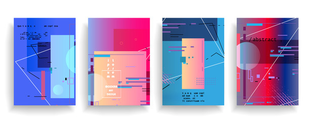 Set of abstract geometric shapes in brochure design. Vector design business cards