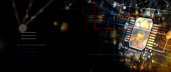Aufkleber - Abstract circuit board futuristic technology processing background