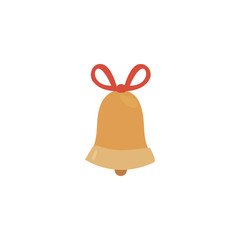 Sticker - golden christmas bell decorated with red bow