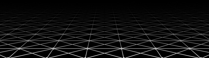 Poster - Vector perspective grid. Detailed lines on black background.