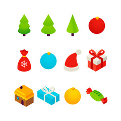 Sticker - New Year Isometric Set