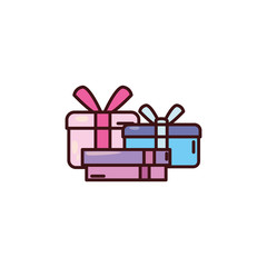 Poster - gift box with ribbon on white background