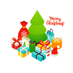 Wall Mural - Merry Christmas Greeting Card