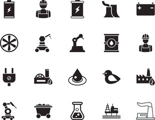  factory vector icon set such as: platform, petroleum, mineral, plug, social, sea, medicine, adapter, mine, pollution, flask, derrick, gasoline, chemistry, research, analysis, wind, biology, diesel