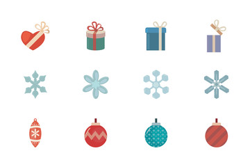 Poster - bundle of merry christmas with set icons