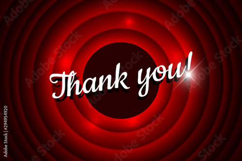 Fotomural Thank you handwrite title on movie ending red circle waves screen background