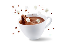Dark Hot Chocolate Drink On A White Isolated Background
