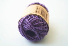 Purple Yarn Balls As Isolated White Background, Close Up