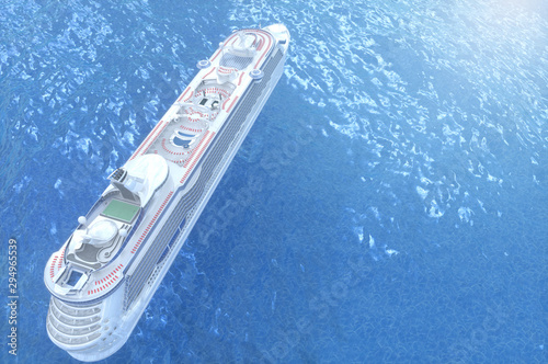 Concept art of cruise ship model, render 3D