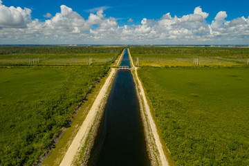 Wall Mural - Aerial photo Homestead water canal to Biscayne Bay over the Everglades
