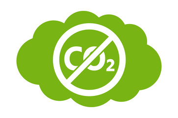 No CO2 cloud symbol green flat icon