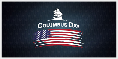 Wall Mural - Columbus Day National Usa Holiday Greeting Card, United States national holiday vector illustration.