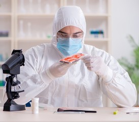 Expert criminologist working in the lab for evidence