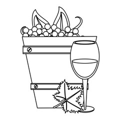 Wall Mural - Wooden bucket with wine related icons design