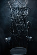 Witch evil throne with skulls and cane.