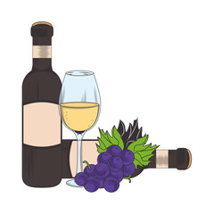 Sticker - design of bunch of grapes and wine bottle design