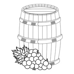 Canvas Print - grapes and wooden barrel icon