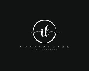 IL initial handwriting logo with circle template vector.
