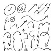 © TWINS DESIGN STUDIO - Arrows hand drawn doodle vector set. Sketch arrow design for application, banner, print screen, pen marks, map and typography design guide line.