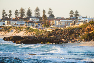 Wall Mural - magical evening at trigg beach, perth, western australia. the golden sunset light makes for an incre