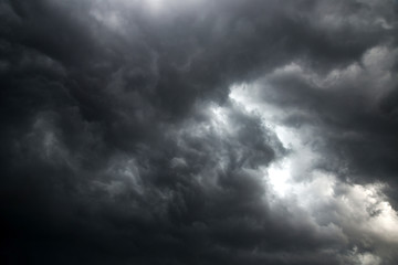 Wall Mural - dark sky and dramatic black cloud before rain.a tropical cyclone is a rapidly rotating storm system 