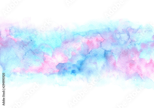 Abstract fairy tale cloud sky watercolor hand painting background for decorat...