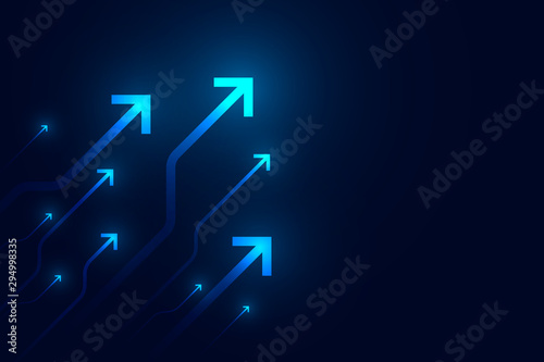 Cuadros en Lienzo Light arrow circuit on blue background illustration, copy space composition, business growth concept