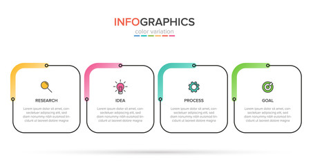 Infographic design with icons and 4 options or steps. Thin line vector. Infographics business concept. Can be used for info graphics, flow charts, presentations, web sites, banners, printed materials.