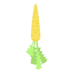 Sticker - Yellow carrot icon. Isometric of yellow carrot vector icon for web design isolated on white background