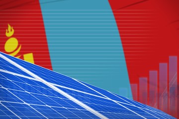 Mongolia solar energy power digital graph concept - green natural energy industrial illustration. 3D Illustration