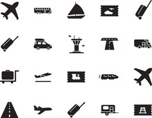 Holiday Vector Icon Set Such As: Wave, Camp, Off, Terminal, Railroad, Airways, Family, Tickets, Rv, Sketch, Front, Sail, Nautical, Up, Roof, Marine, Subway, Industry, Wind, Pictogram, Control, Silver