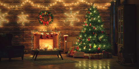 3d rendering christmas interior