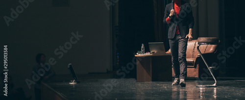 Fotomural close up. speaker lecturing on business training