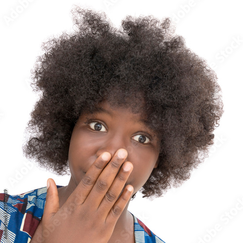 Portrait Of A Lovely Teenager Girl With Kinky Hair Expression Of