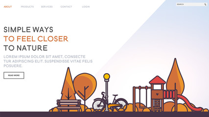 Web page design templates with nature landscape geometric style illustration. Modern vector illustration concepts for website and mobile website development.