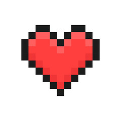Poster - Heart. Pixel art. Retro game style. Vector illustration.