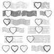 Heart vintage Blank stamp and element postal stamps set.illustration vector