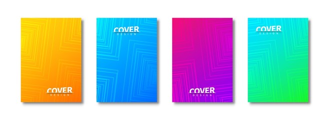 Poster - Trendy cover templates set. Geometric square patterns. Abstract poster, flyer, banner, background. Creative cover page templates design for use in print.