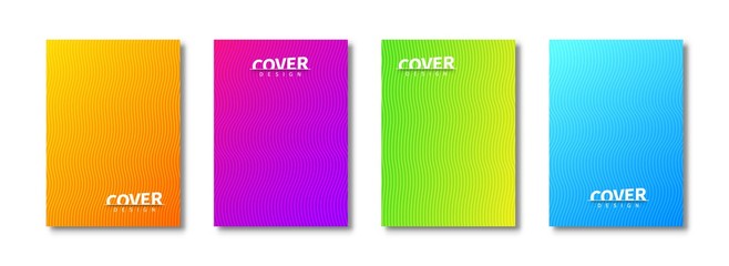 Poster - Abstract cover templates set for use in print design. Background with wavy patterns. Trendy design of poster, flyer, banner. Vector cover page templates.