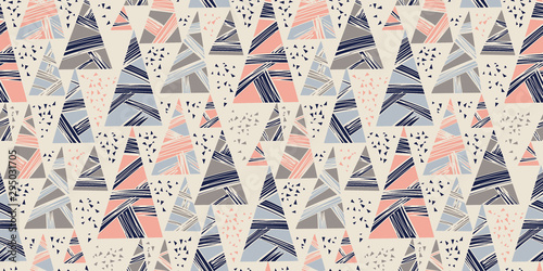 Cute pastel color abstract xmas tree seamless pattern