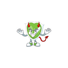 Sticker - Devil checkmark shield with cartoon character shape.