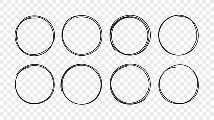 Poster - Hand drawn circle sketch frame set. Elements for concept design. Doodle style.