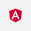 Angular programming language, Angular emblem white letter on red background