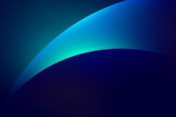 Wall Mural - abstract light blue green curve graphic on dark background, copy space composition.