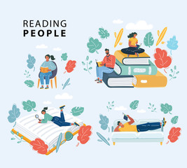 People reading books